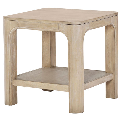 Cazen Square Wood Side End Table with Shelf Weathered Mango