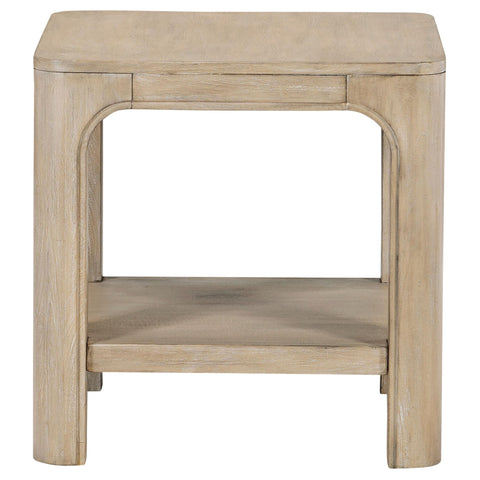 Cazen Square Wood Side End Table with Shelf Weathered Mango