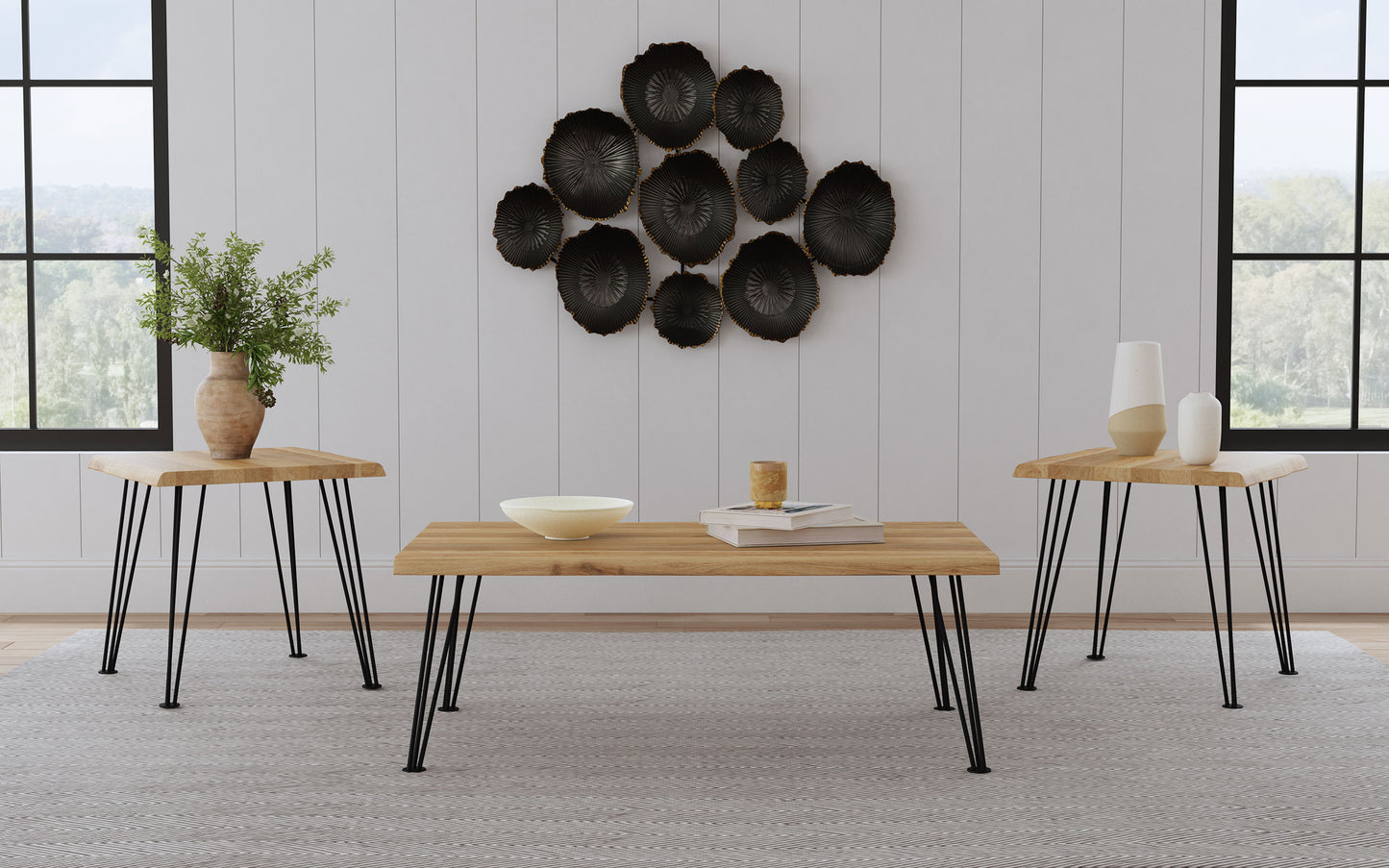 gabriel 3-piece rectangular coffee and end table set natural