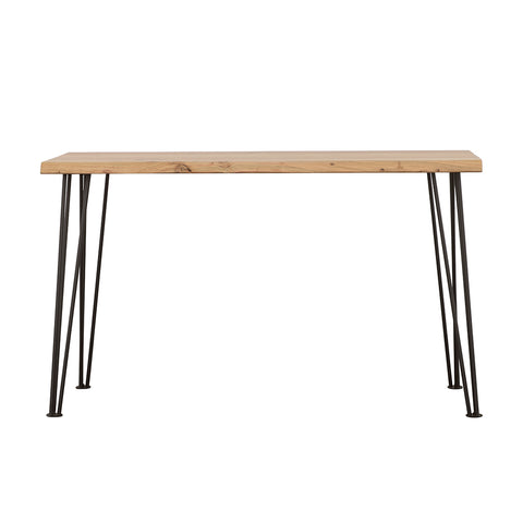 Dorinda Solid Wood Top Console Table Natural and Matte BlackNatural