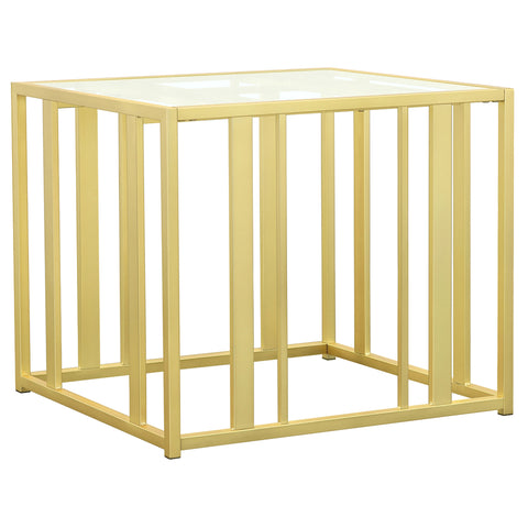 Evanna Rectangular Glass Top Side End Table Matte BrassMatte Brass