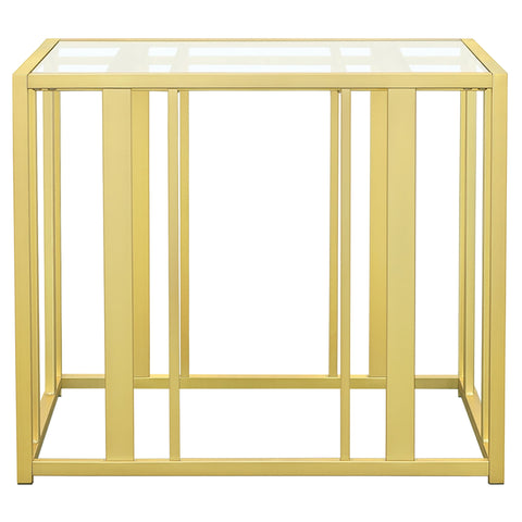 Evanna Rectangular Glass Top Side End Table Matte BrassMatte Brass