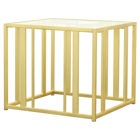 Evanna Rectangular Glass Top Side End Table Matte BrassMatte Brass