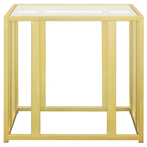 Evanna Rectangular Glass Top Side End Table Matte BrassMatte Brass
