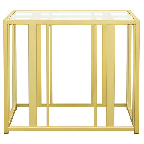 Evanna Rectangular Glass Top Side End Table Matte BrassMatte Brass