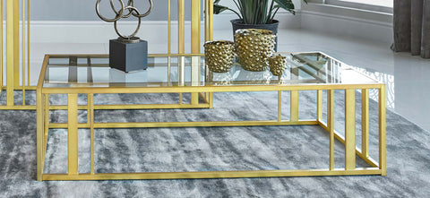 Evanna Rectangular Glass Top Coffee Table Matte BrassMatte Brass