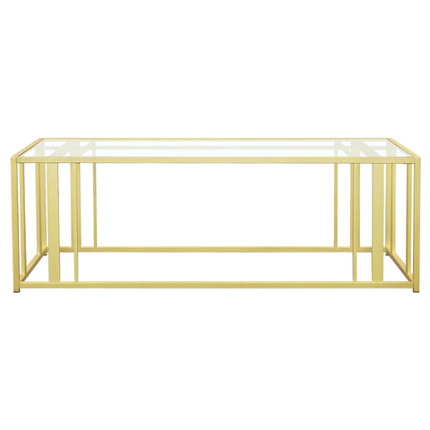 Evanna Rectangular Glass Top Coffee Table Matte BrassMatte Brass