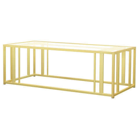 Evanna Rectangular Glass Top Coffee Table Matte BrassMatte Brass