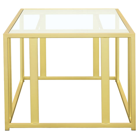 Evanna Rectangular Glass Top Coffee Table Matte BrassMatte Brass