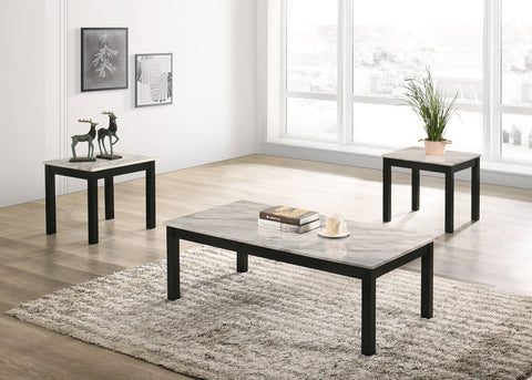 Kepner 3-piece Faux Marble Top Coffee Table Set WhiteWhite Faux Marble
