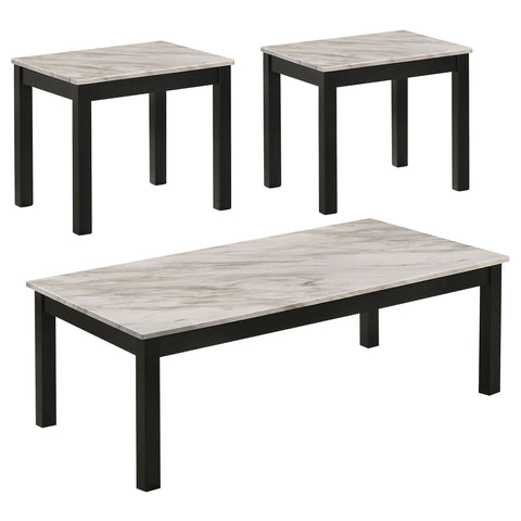 Kepner 3-piece Faux Marble Top Coffee Table Set WhiteWhite Faux Marble