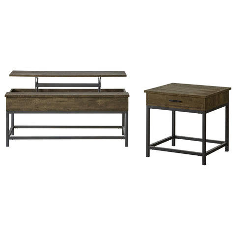 Hazlewood 2-piece Lift Top Coffee and End Table Set Brown Oak