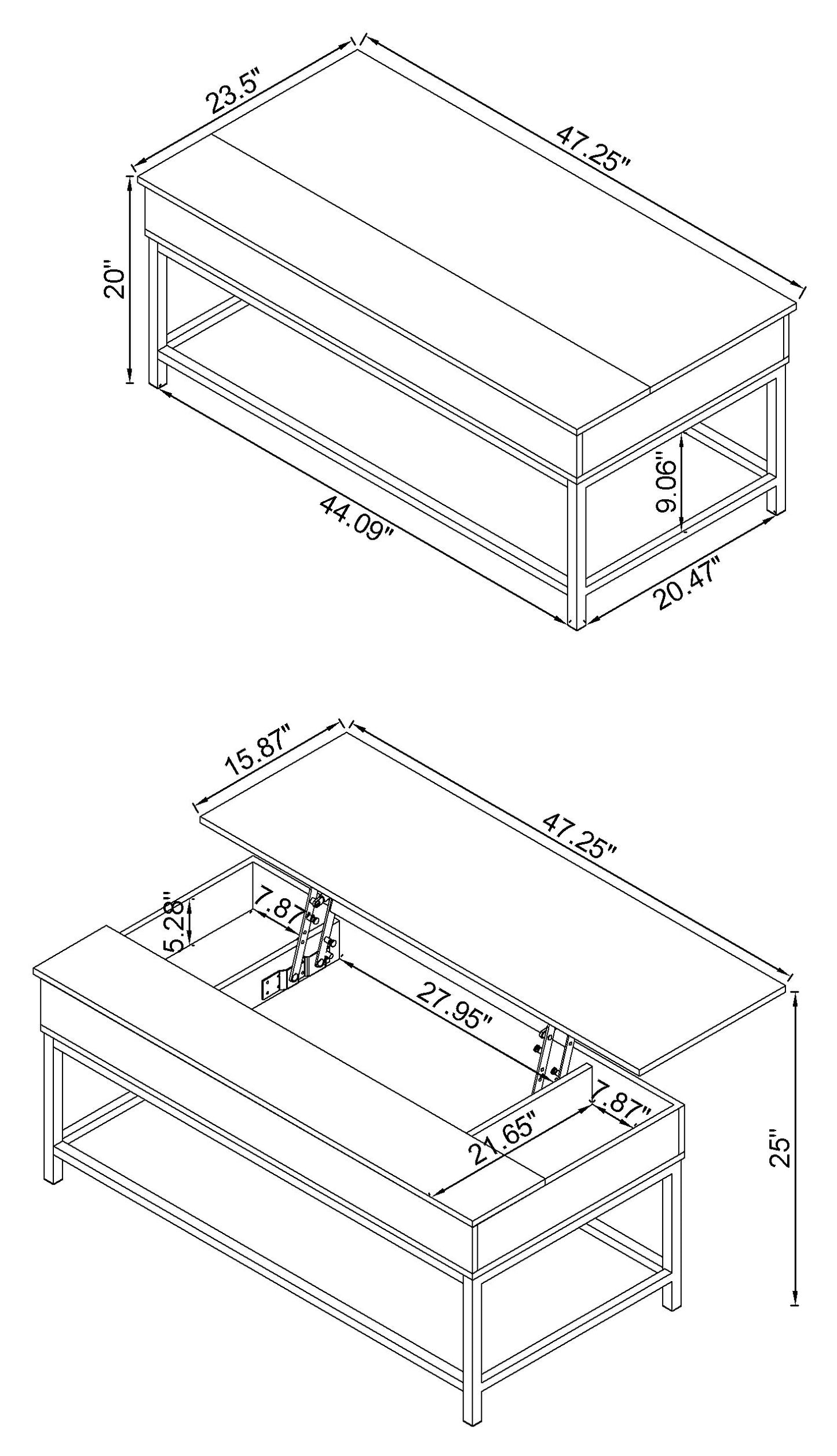 lift top coffee table