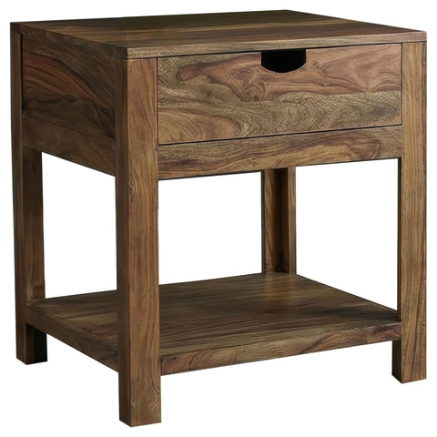 Miranda 1-drawer Solid Wood Side End Table Natural Sheesham
