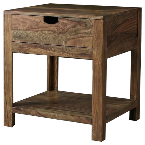 Miranda 1-drawer Solid Wood Side End Table Natural Sheesham