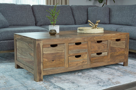 Lurlynn 6-drawer Solid Wood Coffee Table Natural SheeshamNatural