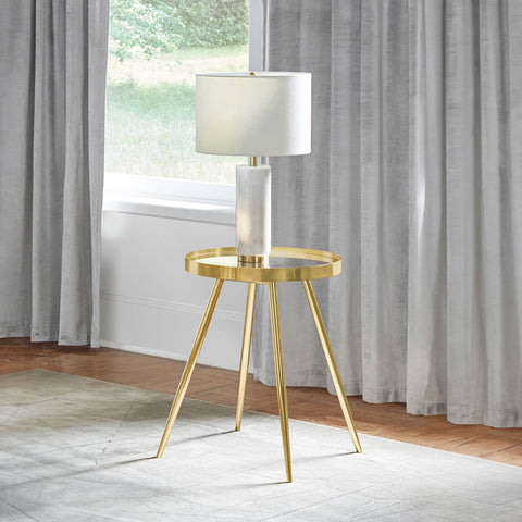 Nakia Round Mirror Top End Table GoldGold