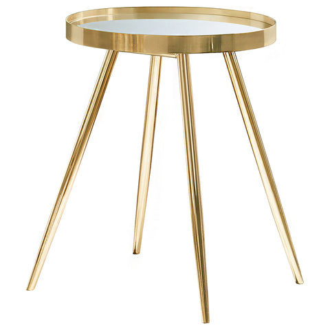 Nakia Round Mirror Top End Table GoldGold