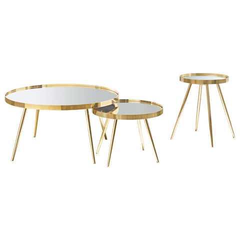 Garland 3-piece Round Coffee and End Table Set Gold