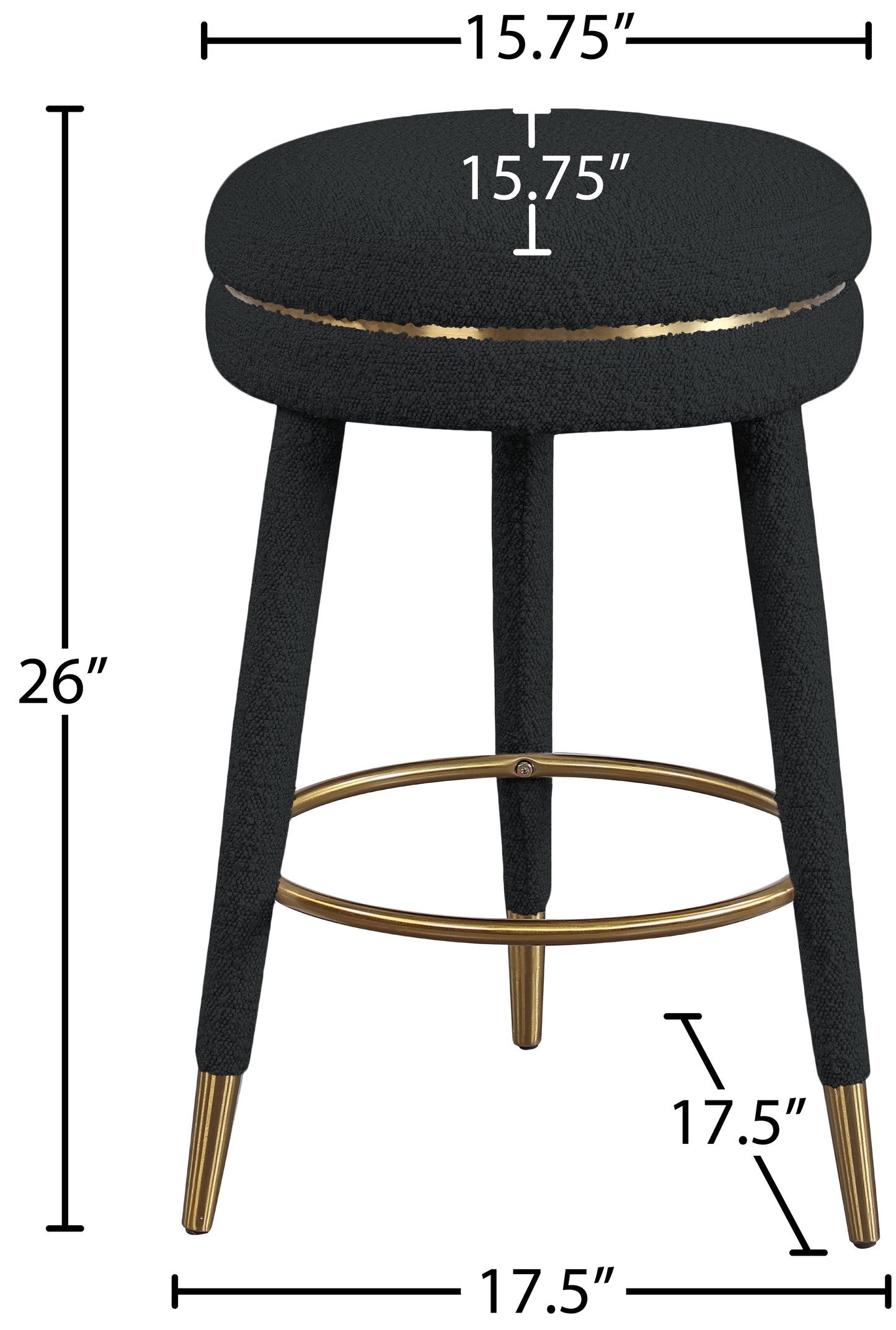 ward black boucle fabric counter stool black