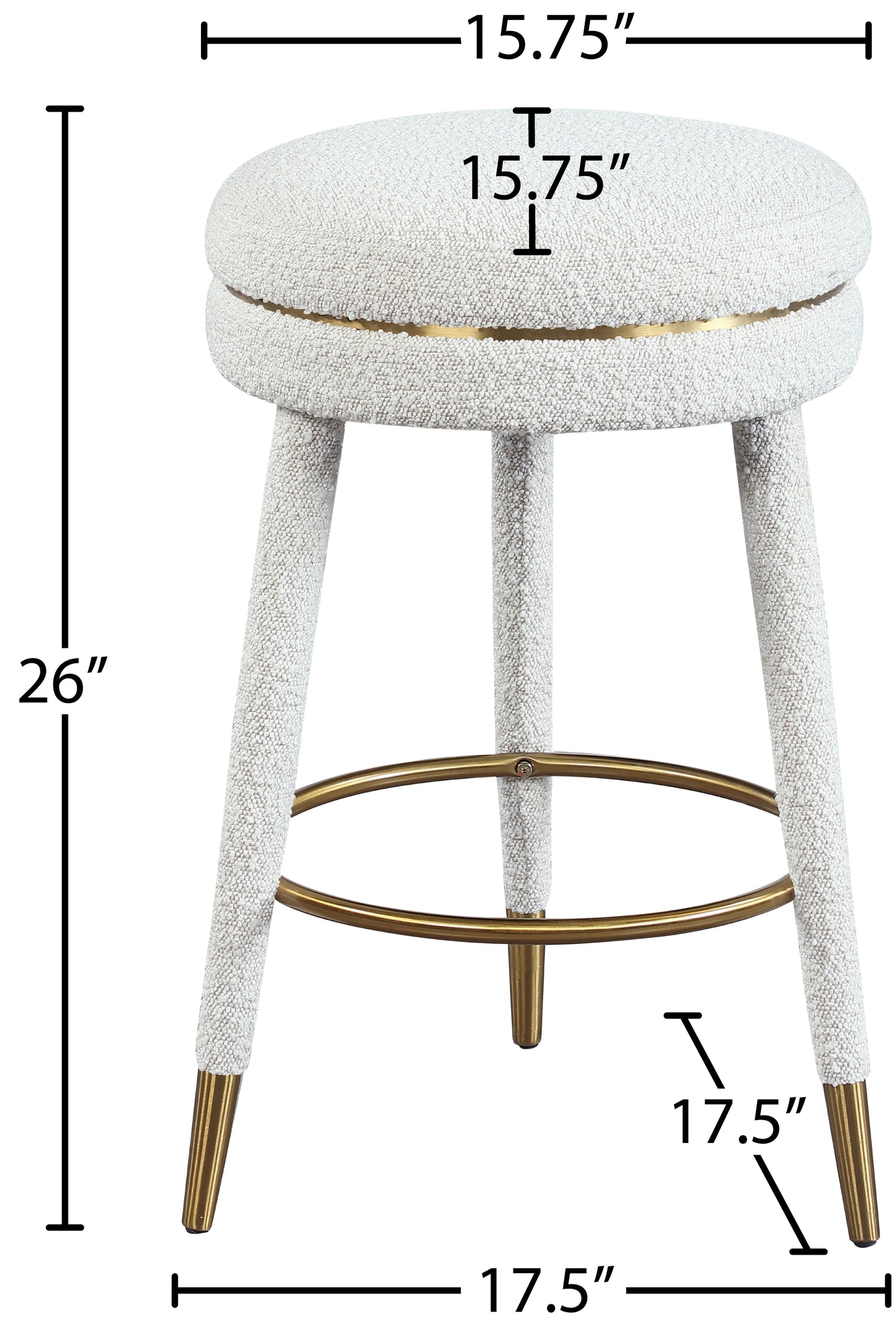 ward cream boucle fabric counter stool cream