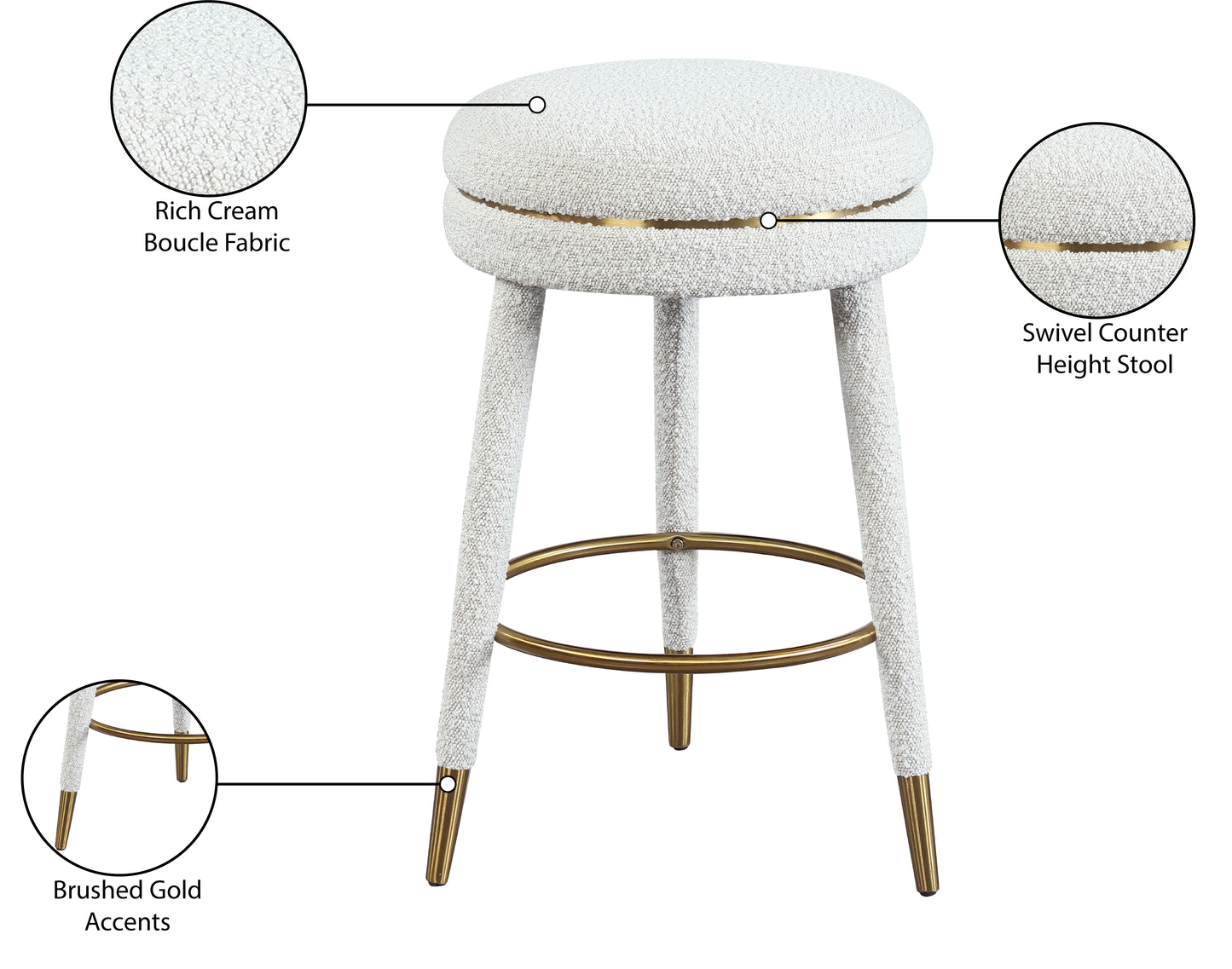 ward cream boucle fabric counter stool cream