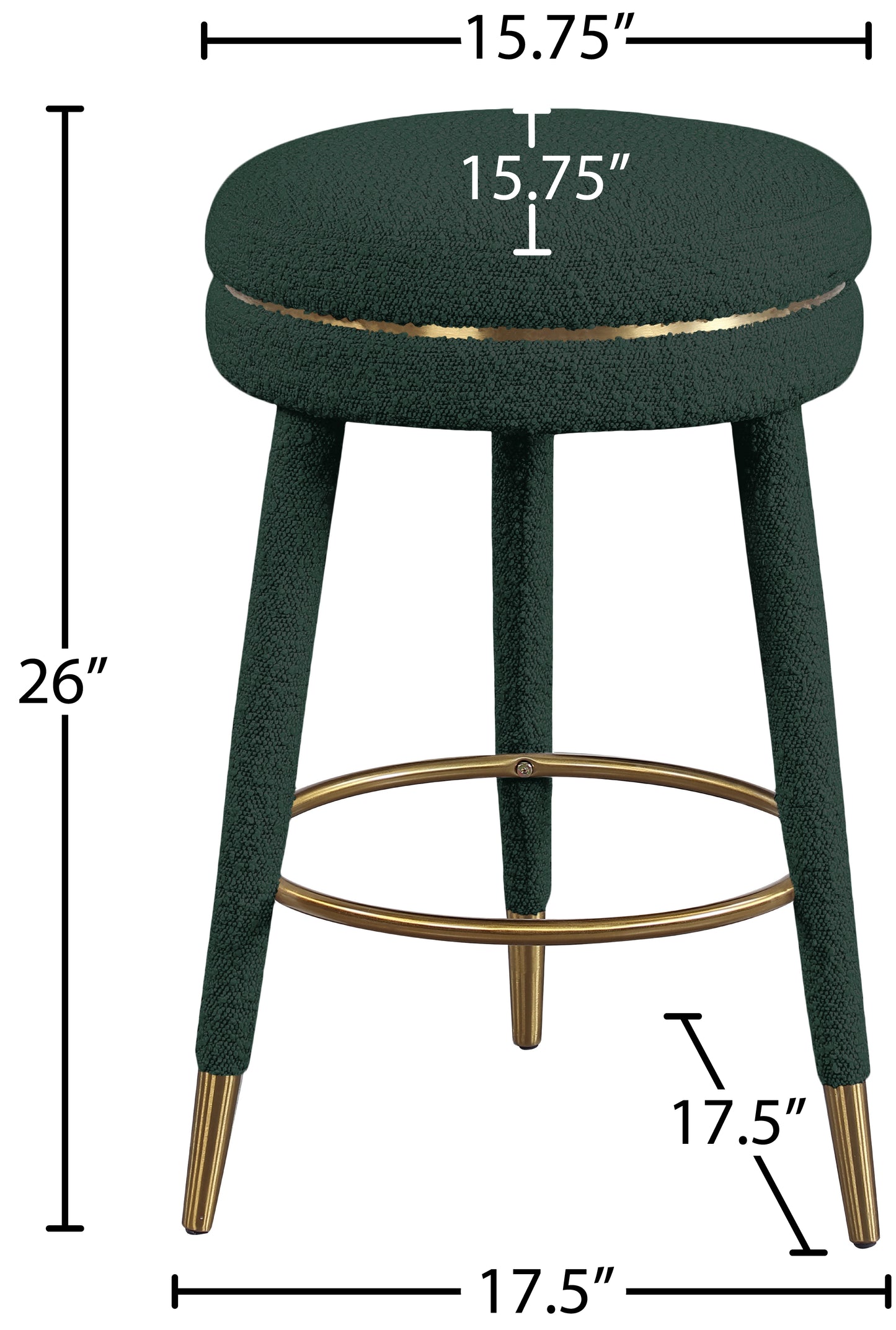 ward green boucle fabric counter stool green