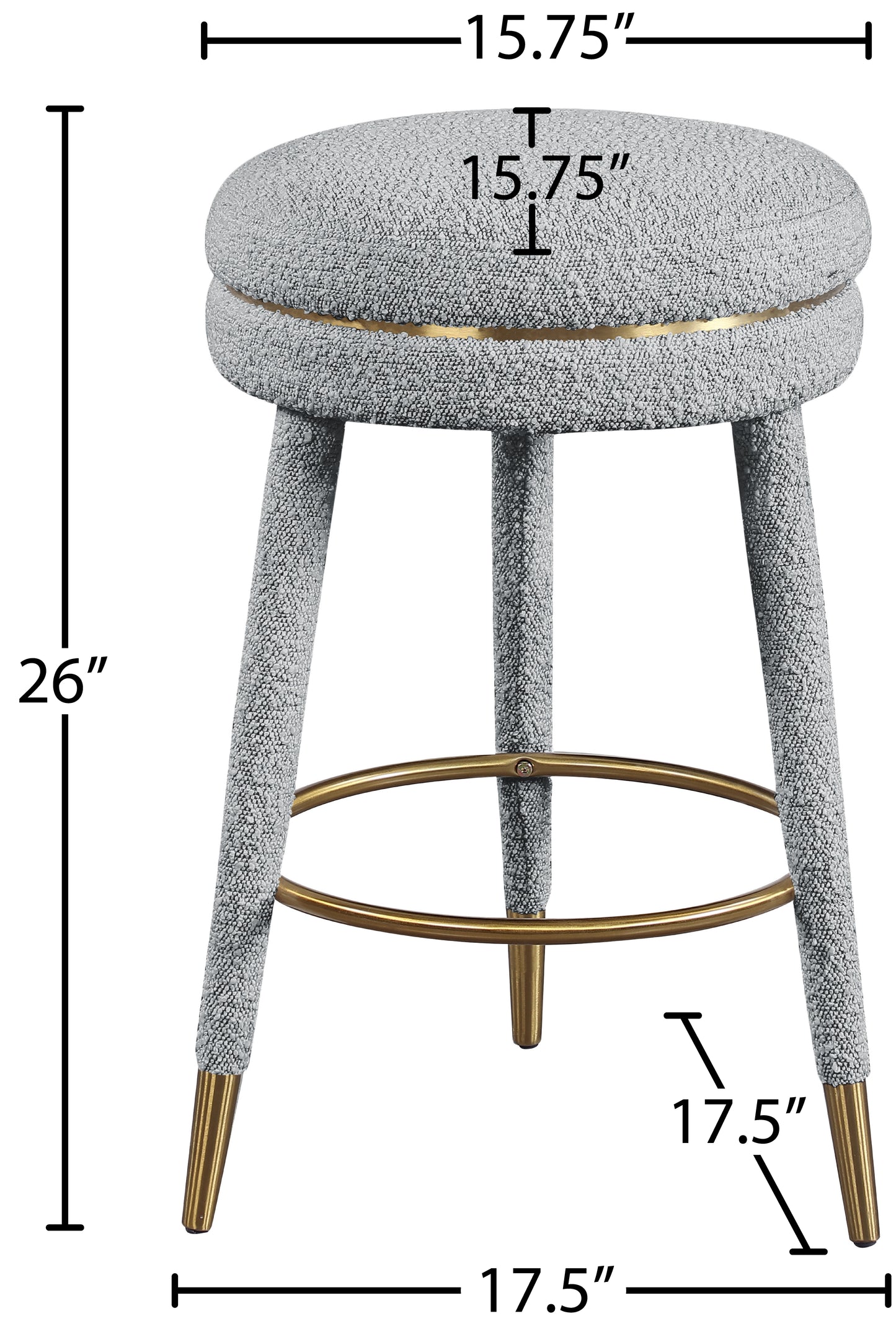 ward grey boucle fabric counter stool grey