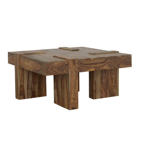 Tuscany Square Solid Wood Coffee Table Natural SheeshamNatural Sheesham
