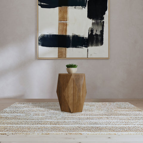 Elle Hexagonal Solid Mango Wood End Table Natural