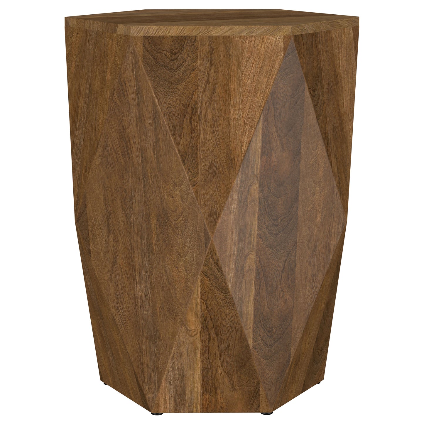 elle hexagonal solid mango wood end table natural