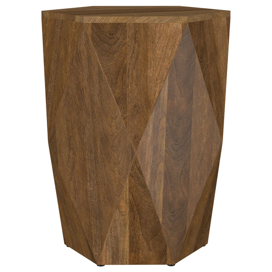 Elle Hexagonal Solid Mango Wood End Table Natural