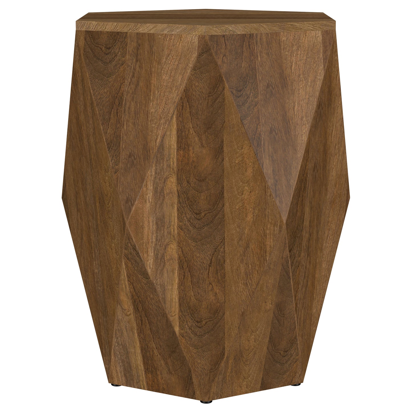 elle hexagonal solid mango wood end table natural