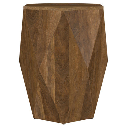 Elle Hexagonal Solid Mango Wood End Table Natural