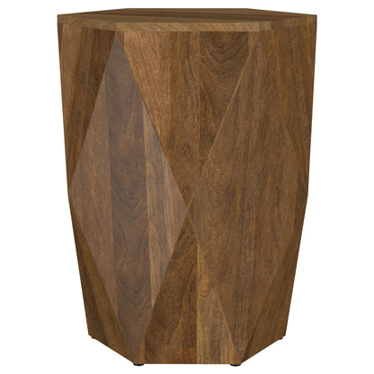 Elle Hexagonal Solid Mango Wood End Table Natural