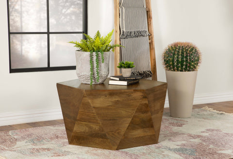 Cordova Hexagonal Solid Mango Wood Coffee Table NaturalNatural