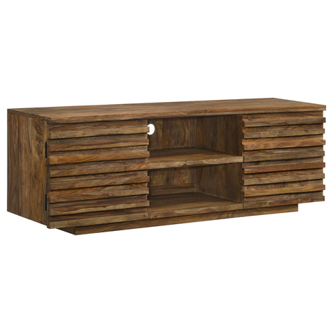 Dewey 2-door Solid Sheesham Wood 58" TV Stand NaturalNatural