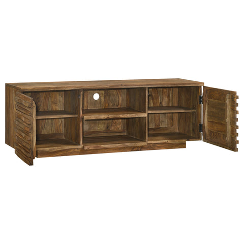 Dewey 2-door Solid Sheesham Wood 58" TV Stand NaturalNatural