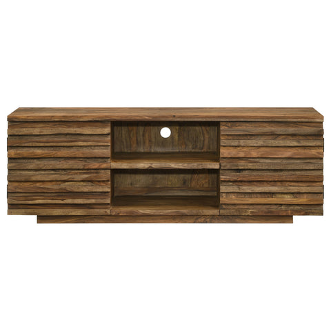 Dewey 2-door Solid Sheesham Wood 58" TV Stand NaturalNatural