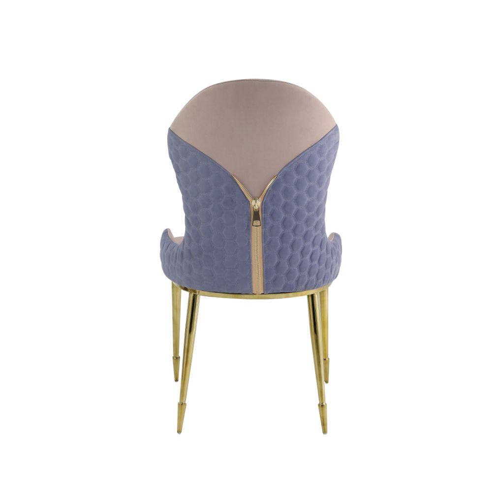 gaines side chair (set-2), tan, lavender fabric & gold finish