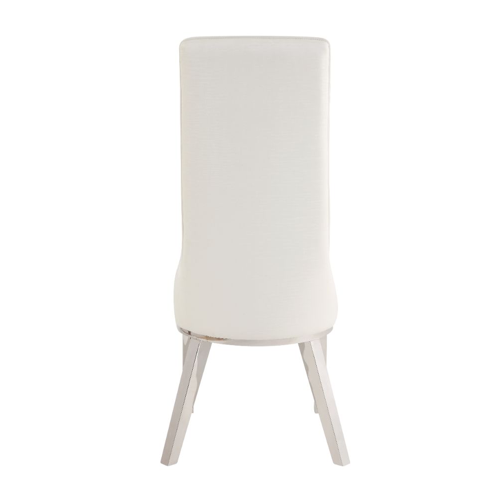 gaiva side chair (set-2), ivory synthetic leather & stainless steel