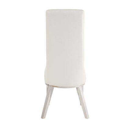 Gaiva Side Chair (Set-2), Ivory Synthetic Leather & Stainless Steel