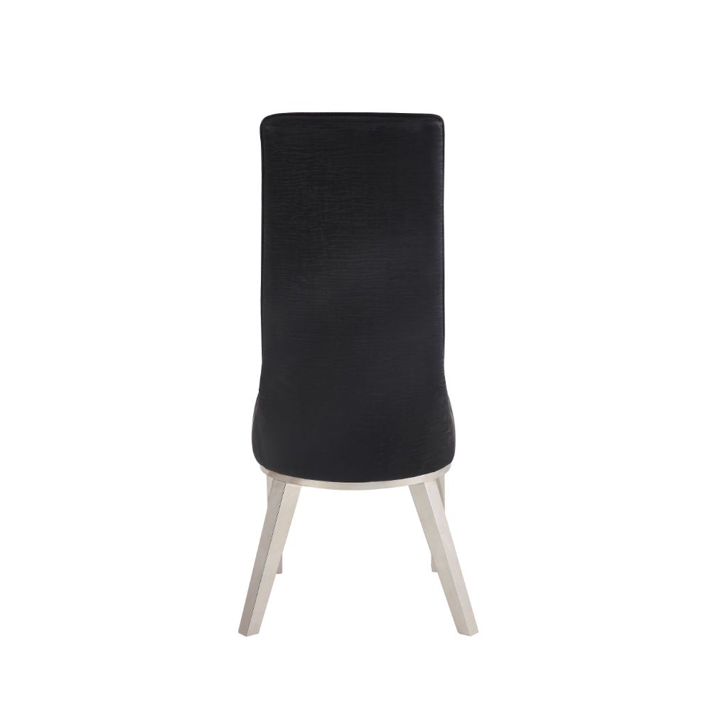 gaiva side chair (set-2), black synthetic leather & stainless steel