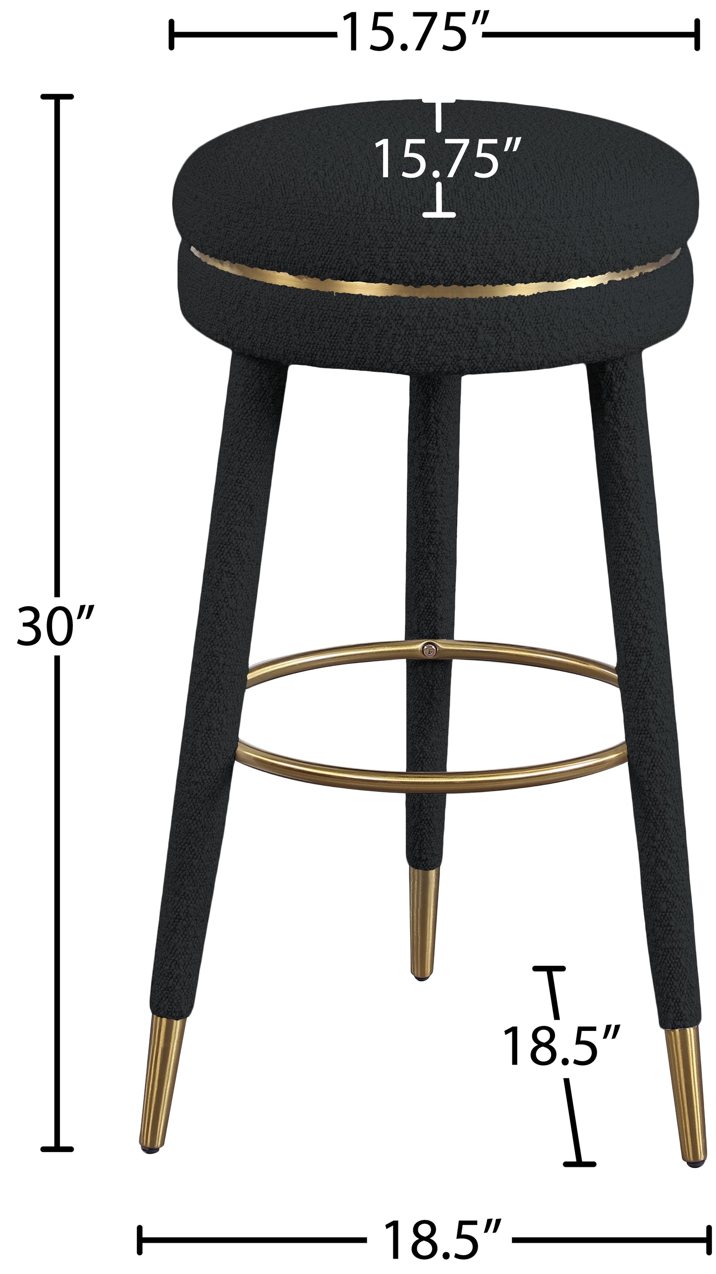 ward black boucle fabric bar stool black