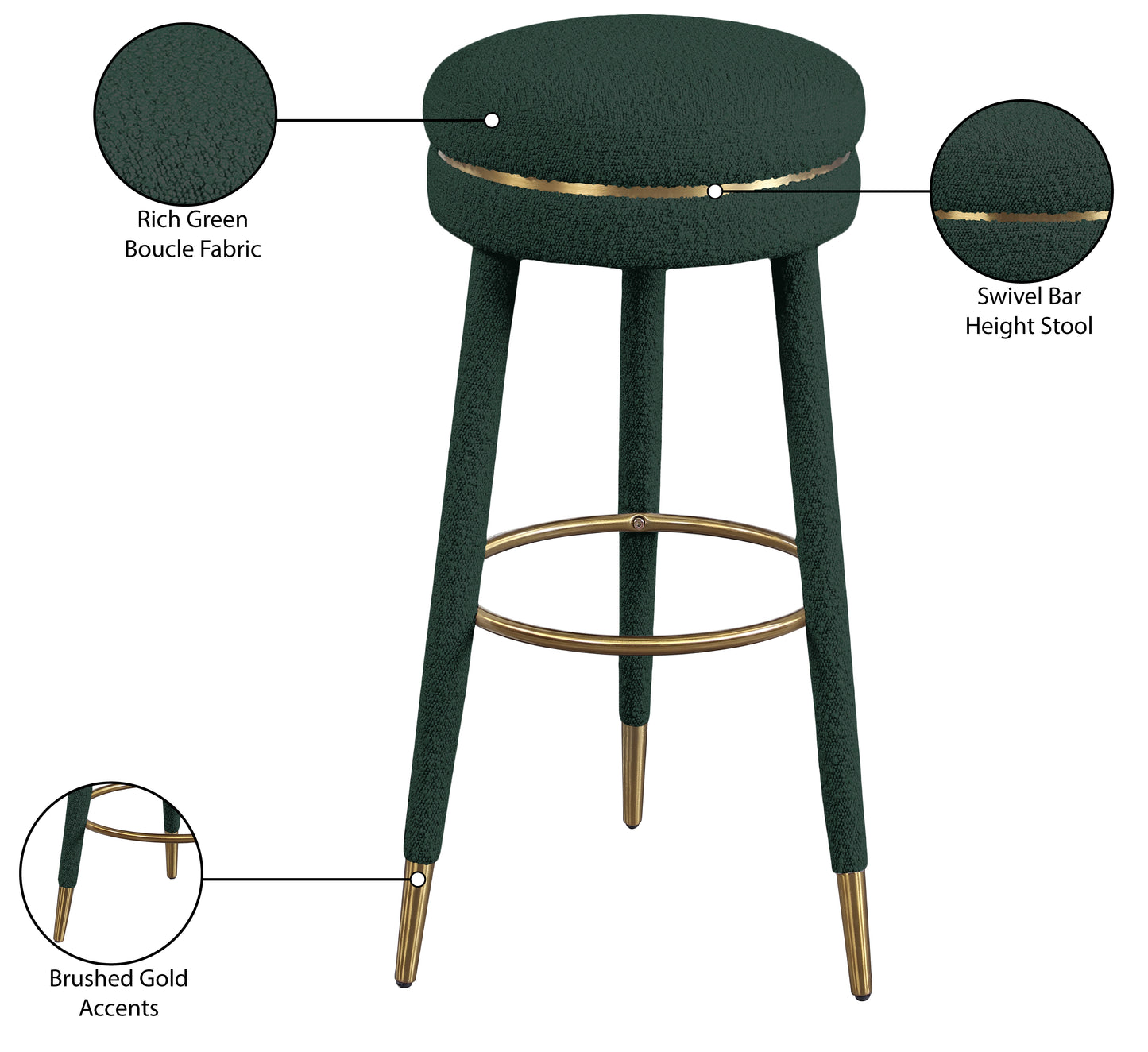 ward green boucle fabric bar stool green