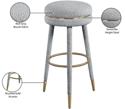 Ward Grey Boucle Fabric Bar Stool Grey