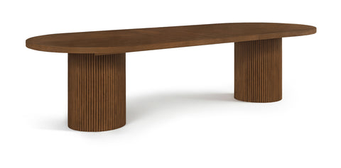 Willow 90" / 106.5" / 123" Brown Oak Wood Dining Table, 1 Piece