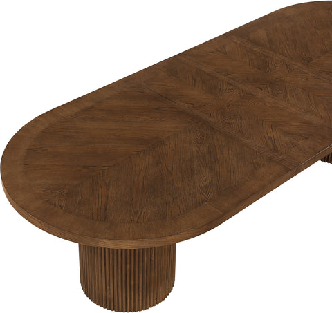 Willow 90" / 106.5" / 123" Brown Oak Wood Dining Table, 1 Piece