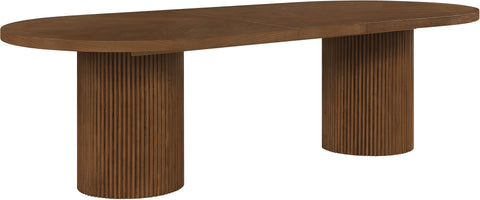 Willow 90" / 106.5" / 123" Brown Oak Wood Dining Table, 1 Piece