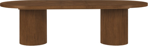 Willow 90" / 106.5" / 123" Brown Oak Wood Dining Table, 1 Piece